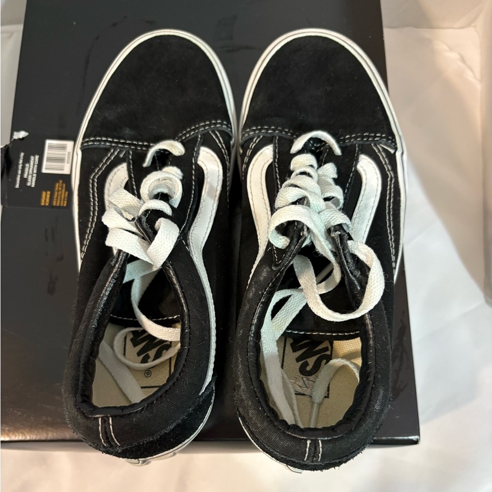 Vans Old Skool classic low-top skate shoe Platform Black Sneakers White Stripe - Picture 5 of 9